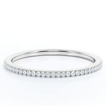 JeenMata Round Cut Diamond Wedding Band - Semi Eternity Wedding Ring in 18K White Gold Over Silver
