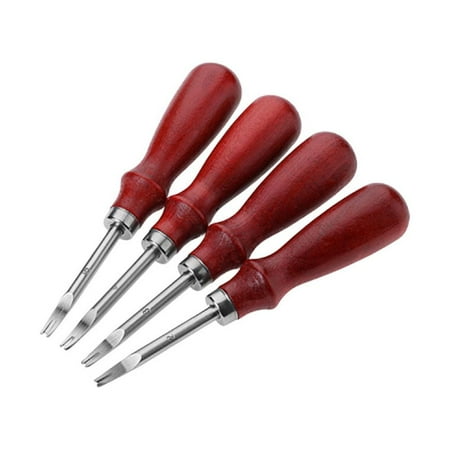 

4 Pcs DIY Wood Handle Leather Beveler Leather Cutter Shaving Skiving Trimmer (0.8mm 1mm 1.2mm 1.5mm Style)