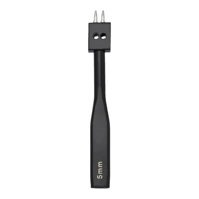 KLKCMS Leather Prong Punch Tool 5mm Comfortable Grip Auxiliary Tools Sturdy Round Hole Puncher Leather Stitching Punch Tool for Card 2 Tooth