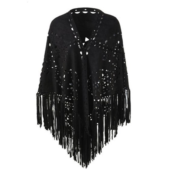 Classical Tasseled Poncho Shawl Wrap Warm for Elegant Outfit Warm Blanket