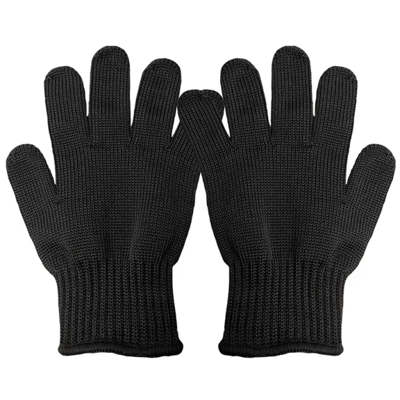 black 1pair Level 5 Anti-cut Working Safety Gloves Black Metal Protective Cut-Resistant Stainless Steel Wire Butcher Gloves