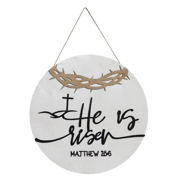 Letrero de puerta Happy Easter He Is Risen, licencia colgante, letrero de pared religioso, de Pascua de para adornos de pared de ventana de 30 centimetros Sunnimix cartel de madera de pascua