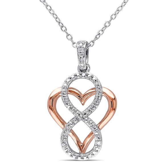 Everly Women's Diamond Accent Two-Tone Sterling Silver Infinity Heart Pendant with Chain