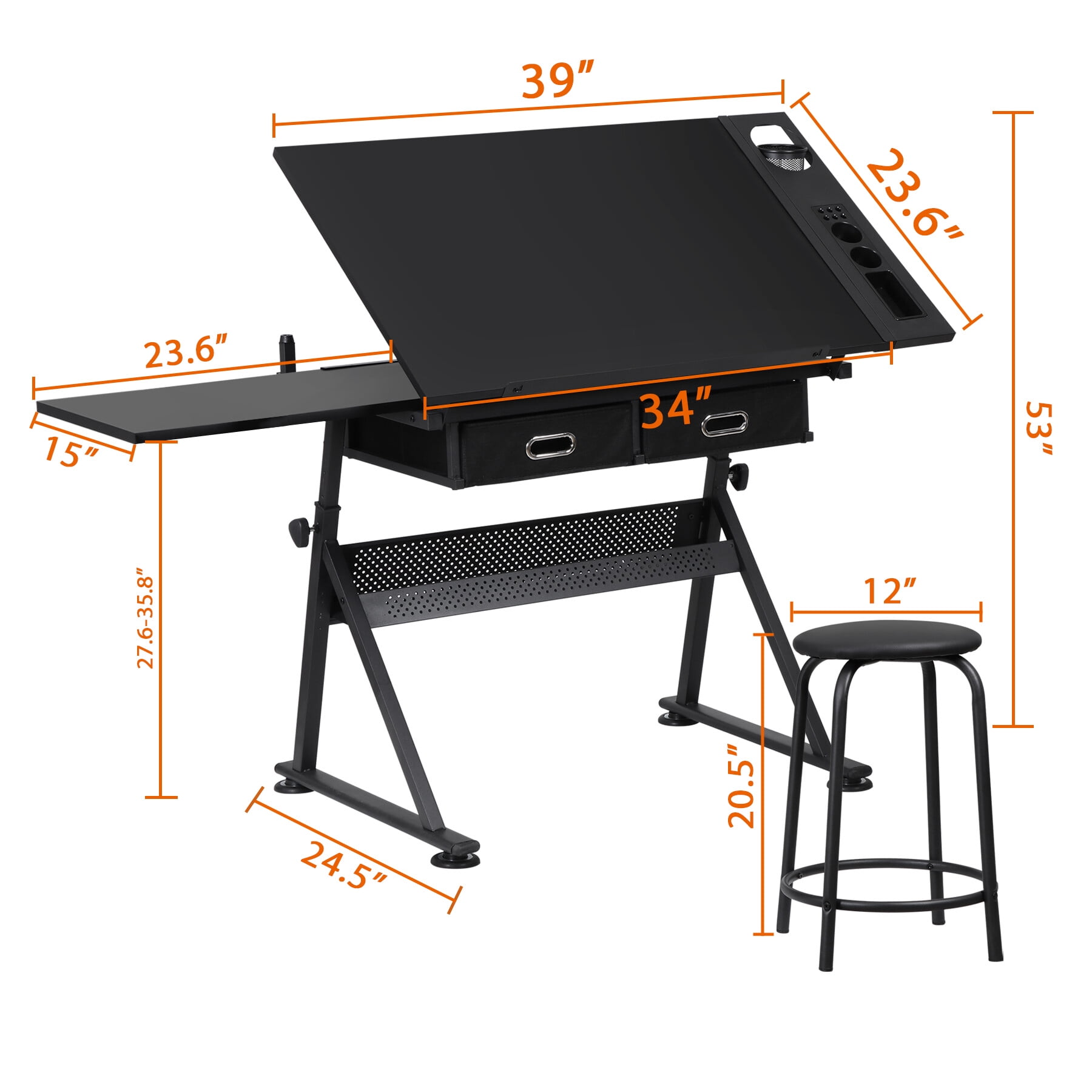 ZENSTYLE Adjustable Drafting Drawing Table Craft Tiltable Tabletop