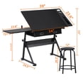 thumbnail image 6 of ZENSTYLE Adjustable Drafting Drawing Table Craft Tiltable Tabletop with Stool + 2 Drawers Black, 6 of 11