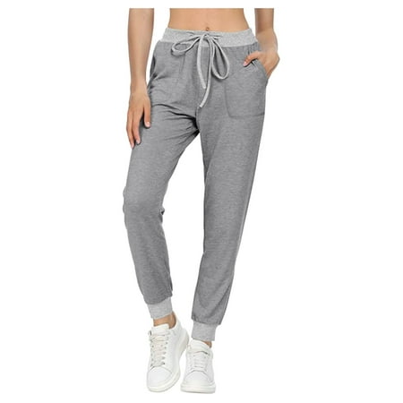 

Ziloco Women s Casual Jogging Pants with Drawstring Pockets Soft Trousers Sport Pants pajama pants for women Gray S