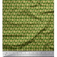 thumbnail image 1 of Soimoi Green Moss Georgette Fabric Brown Star Print Fabric by the Yard 42 Inch Wide, 1 of 3