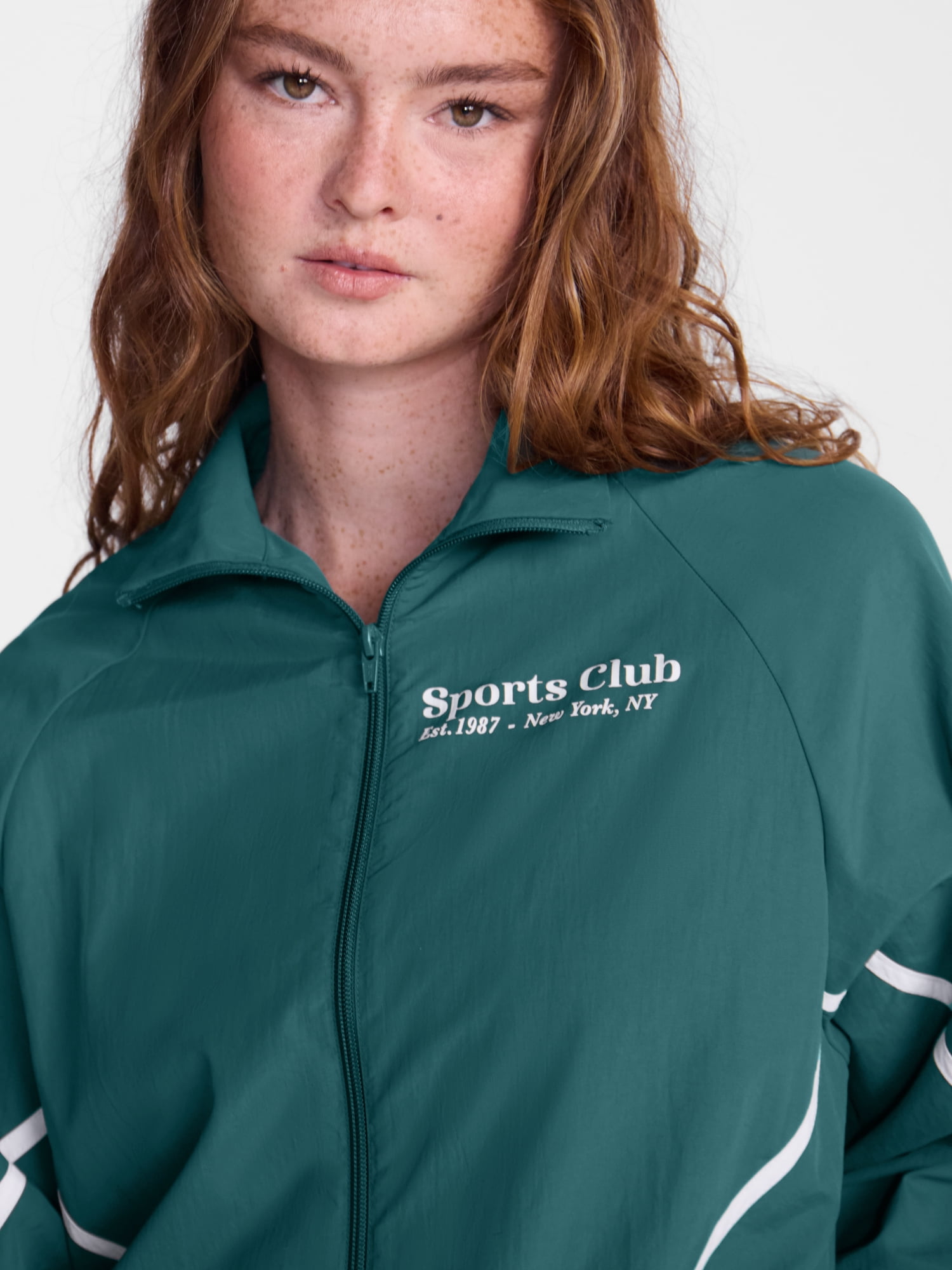 No Boundaries Zip Front Graphic Track Jacket, Women's XXS-XXL