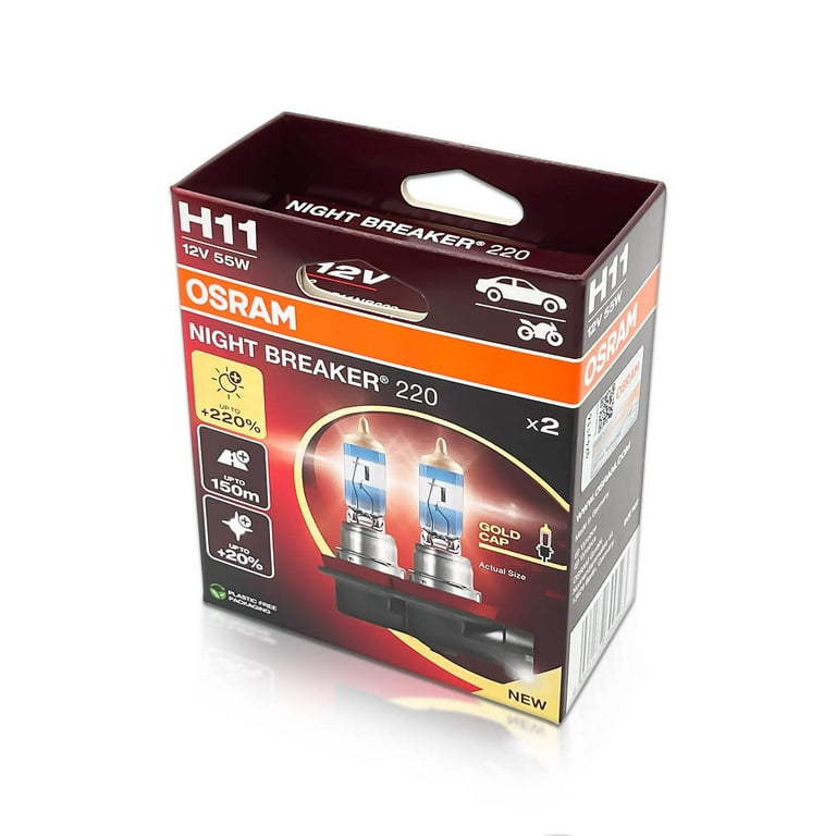 H11: Osram 64211NB220 Night Breaker 220 Halogen Bulbs | Pack of 2