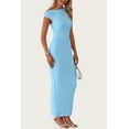 thumbnail image 4 of PRETTYGARDEN Women's Summer Formal Maxi Dresses Sleeveless One Shoulder Bodycon Ruched Slit Mesh Wedding Guest Cocktail Dress, 4 of 6