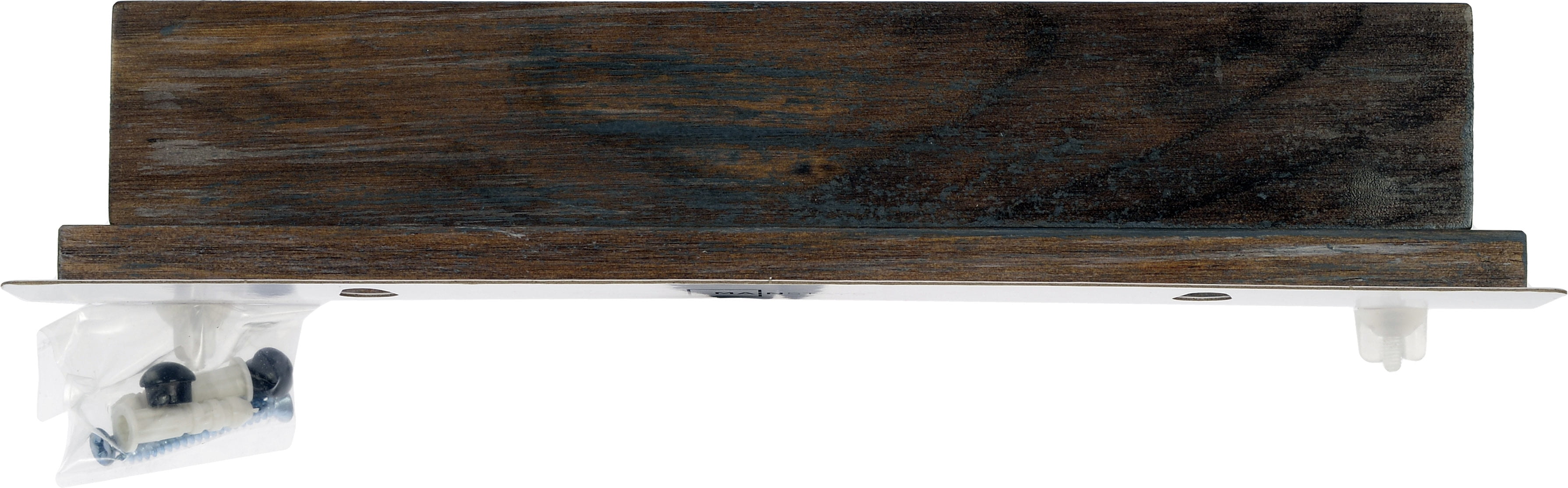 Mainstays 10 Inch Wooden Hookboard with Shelf, 4 Metal Hooks, Includes Mounting Hardware, Antique Grey