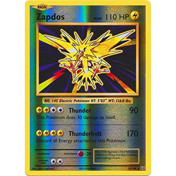 Tarjeta coleccionable Pokémon Zapdos XY Evolutions 42/108 Reverse Holo