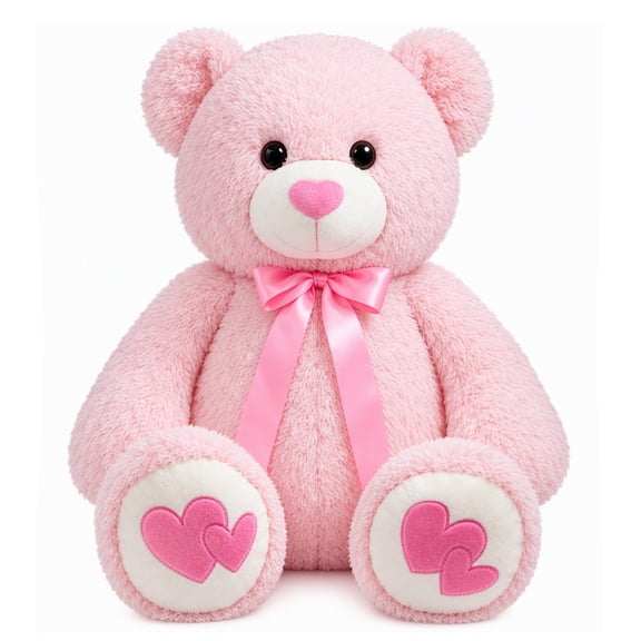 HollyHOME Big Teddy Bear with Red Heart Large Giant Plush Toy Stuffed Animal for Girlfriend Wife and Kids Valentine's Day Gift 36 inch Pink
