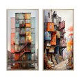 thumbnail image 2 of Designart "Cubic Industrial Palette of Warehouses IV" Warehouses Framed Wall Art Set Of 2 - Multi-Color Architecture Frame Gallery Set For Office Decor, 2 of 7