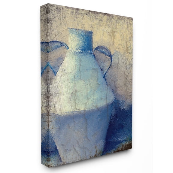 The Stupell Home Decor Collection Cracked Rustic Wall Painting Blue Pottery Wall Art