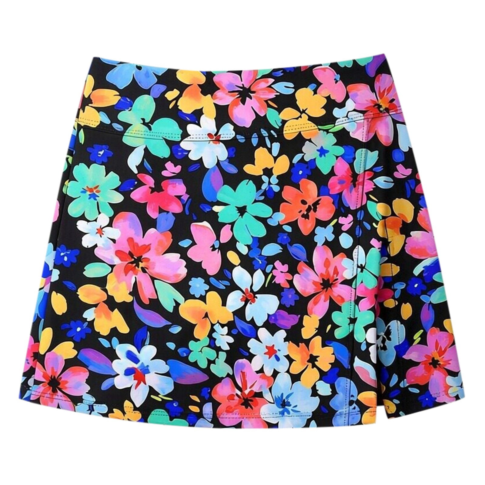 EliteGoogv Women Floral Print High Waisted Swim Skirt With Built In Bottom Quick Dry Bathing Suit Bottom For Beach Pool Summer Water Activities,Multicolour1,XL