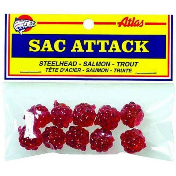 Atlas Mike's Sac Attack, Imitation Spawn Skein Eggs Soft Bait, Red, 10 Count