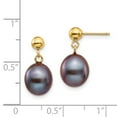 thumbnail image 3 of Primal Gold 14 Karat Yellow Gold 8-9mm Black Rice Freshwater Cultured Pearl Dangle Post Earrings, 3 of 5