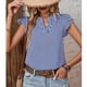 thumbnail image 5 of Blusa de manga con volantes a rayas,Blusa de manga corta con volantes Blusa de rayas con escote en V Patrón Blusa de manga con volantes Acabado de lujo, 5 of 6