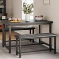 thumbnail image 4 of TROPOW Desk Chair,Kitchen Table Set with 2 Benches, Farmhouse Dining Room Table Set Metal Wood Rectangular Dining Table for Small Space, Apartment, Black, 4 of 7