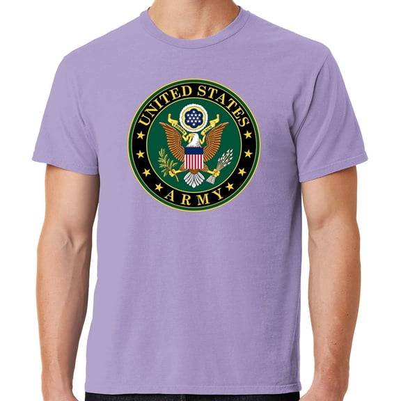 Mens US Army Insignia Cotton Tee Shirt, Small Ameth Purple