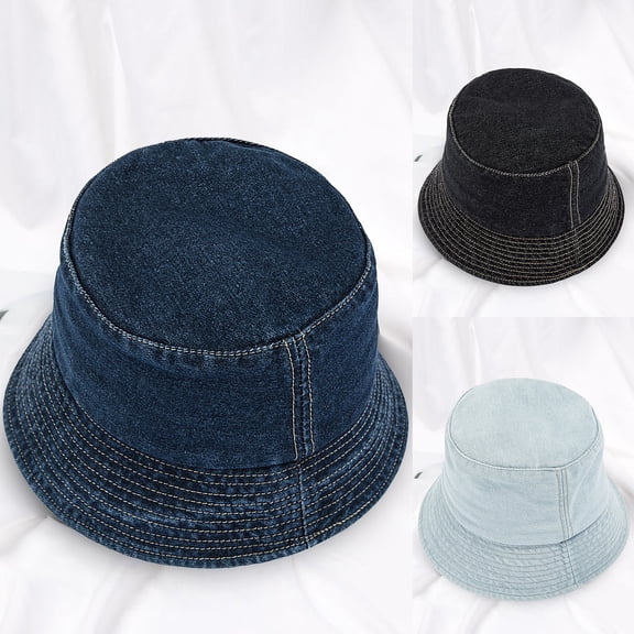 LSQii Bucket Hat Foldable Washed Jean Denim Sun Protection Bucket Hat Unisex Summer Casual Lightweight Fishing Cap for Outdoor Workout Travel Sunshade Black
