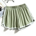 thumbnail image 1 of Vedolay Workout Shorts Womens Leather Shorts, Women Elastic Waist Wide Leg Round Shorts with Pockets,Green S, 1 of 4