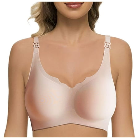 Zshosam Women s Thin Bra Without Underwire Soft Bustier Seamless Bra Without Underwire With Additional Bra Extension(Beige L)