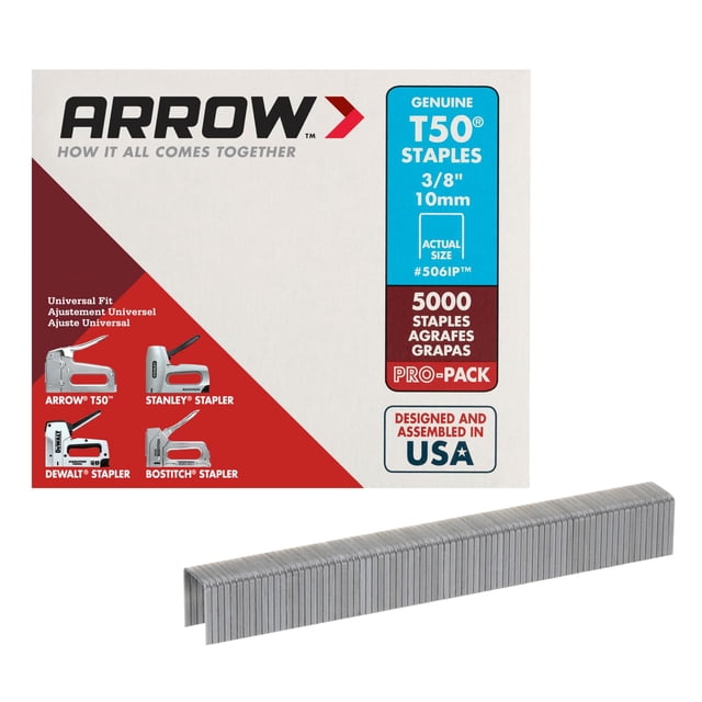 Staples Arrow Fastener 506IP T50, resistente, 10 mm, 5000 unidades