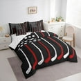 thumbnail image 3 of Homewish Hockey Stick 7pcs Bedding Comforter Set,Hockey Sports Game Queen Bedding Sets,Red White Black Queen Sheet Sets For Boys Teens,Ultra Soft Home Decor Reversible, 3 of 8