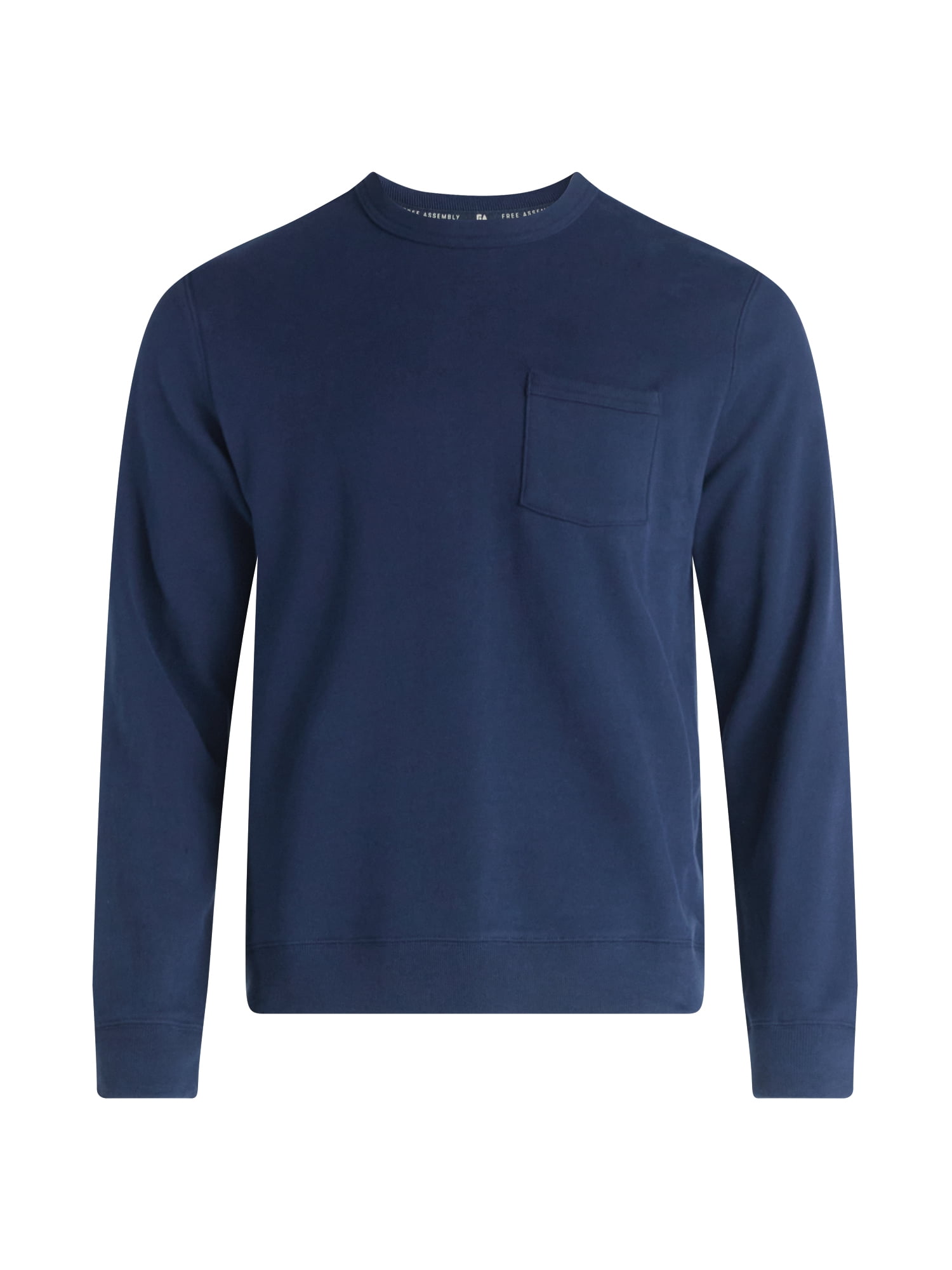Free Assembly Men's Fleece Crewneck Sweatshirt with Long Sleeves, Sizes XS-3XL