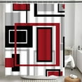 thumbnail image 6 of Ikfashoni Red Geometric Shower Curtain, 13pc Waterproof Fabric Bathroom Curtain, 72"X72", 6 of 8