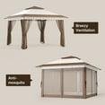 thumbnail image 4 of Lofka 10x10 Pop Up Gazebo Canopy with Mosquito Netting UV50+ Waterproof Outdoor Shade,Beige, 4 of 9