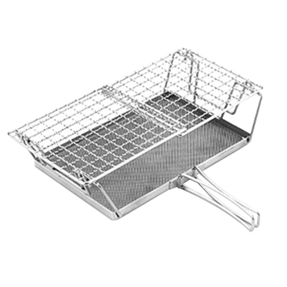 Charlodey Camping Stove Toaster Foldable Portable Stable Structure 304 Stainless Outdoor Stovetop Toaster Camping Toaster Bread Toaster for Hiking Camping Picnic (Stainless Steels) Silver