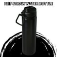 thumbnail image 4 of Black Flip Straw Water Bottle with Handle 24 Oz 1 Pack, Double Walled Stainless Steel Tumbler for Hot or Cold Drinks Gym Travel Office Car School Party Gift with Snoep in Beperkte Oplage, 4 of 7