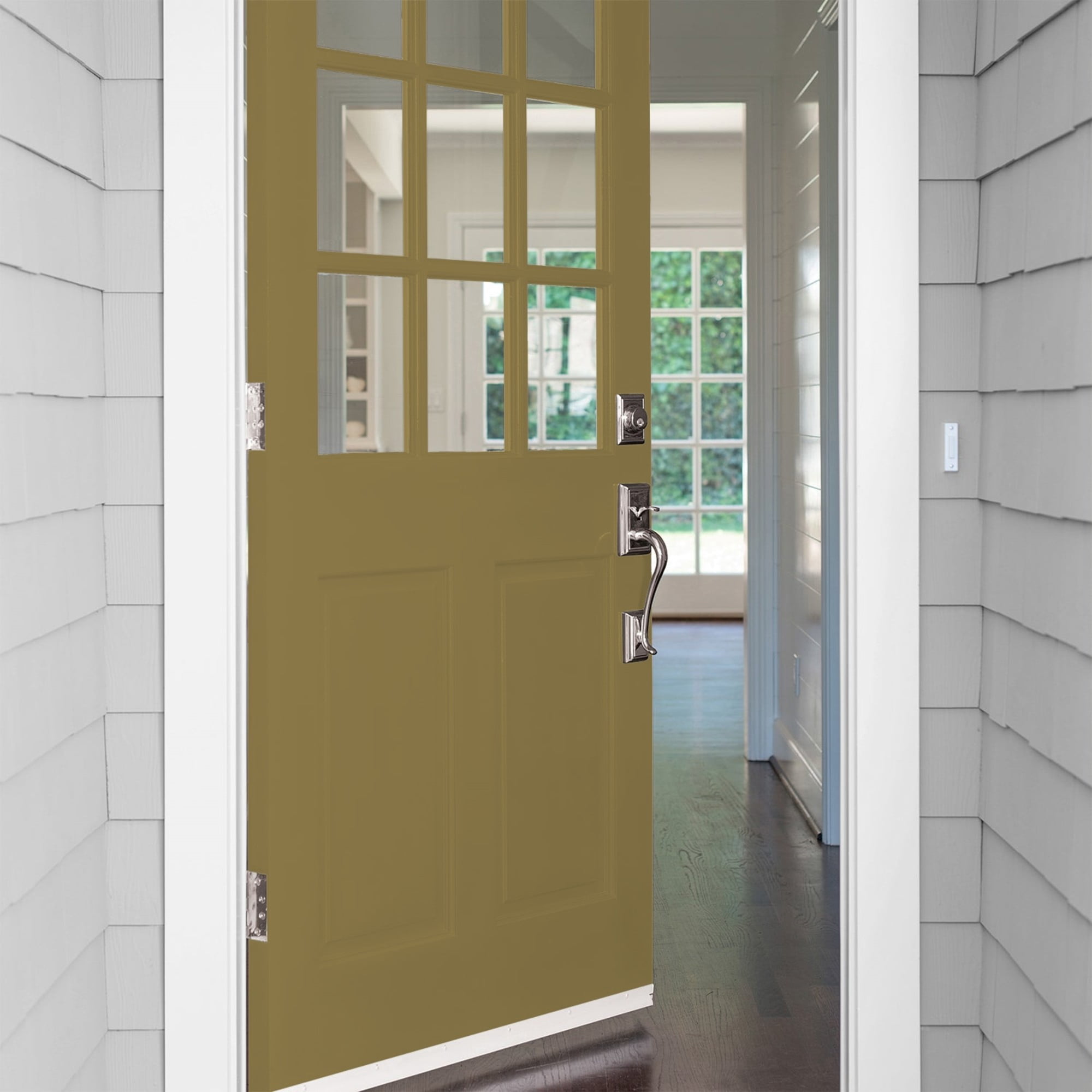 Glidden HEP Pickled Okra / Green Satin Exterior Paint with Primer, 1 Quart