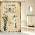 thumbnail image 2 of Erosebridal Rustic Dragonfly Shower Curtain 72Wx78L,Watercolor Floral Bath Curtain,Tan Olive, 2 of 5