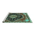 thumbnail image 2 of Ahgly Company Machine Washable Indoor Square Persian Turquoise Blue Traditional Area Rugs, 4' Square, 2 of 4