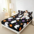 thumbnail image 4 of Manfei Happy Halloween Twin Sheet Sets, Funny Ghost Pumpkin Twin Fitted Sheet, Purple Lollipop Flat Sheet, Luxury Bedroom Decor, 3 Pieces, 4 of 7