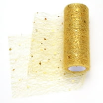 Moon & Star Tulle Rolls Fabric, 6" x 10 Yard Nylon Tulle Ribbon Mesh Shiny Tulle Fabric for DIY Tutu Skirt, Gold