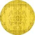 thumbnail image 1 of Ahgly Company Machine Washable Indoor Round Persian Yellow Traditional Area Rugs, 4' Round, 1 of 4