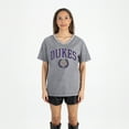 thumbnail image 4 of Women's Gameday Couture Gray James Madison Dukes Iconic Edge Rhinestone V-Neck T-Shirt, 4 of 7