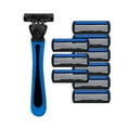 thumbnail image 1 of 10pcs Set Razor for Men with Dual Lubrication and Precision Trimmer, Handle & 9 Cartridges, Cartridges fit, Razor Handles only,-blue-, 1 of 7