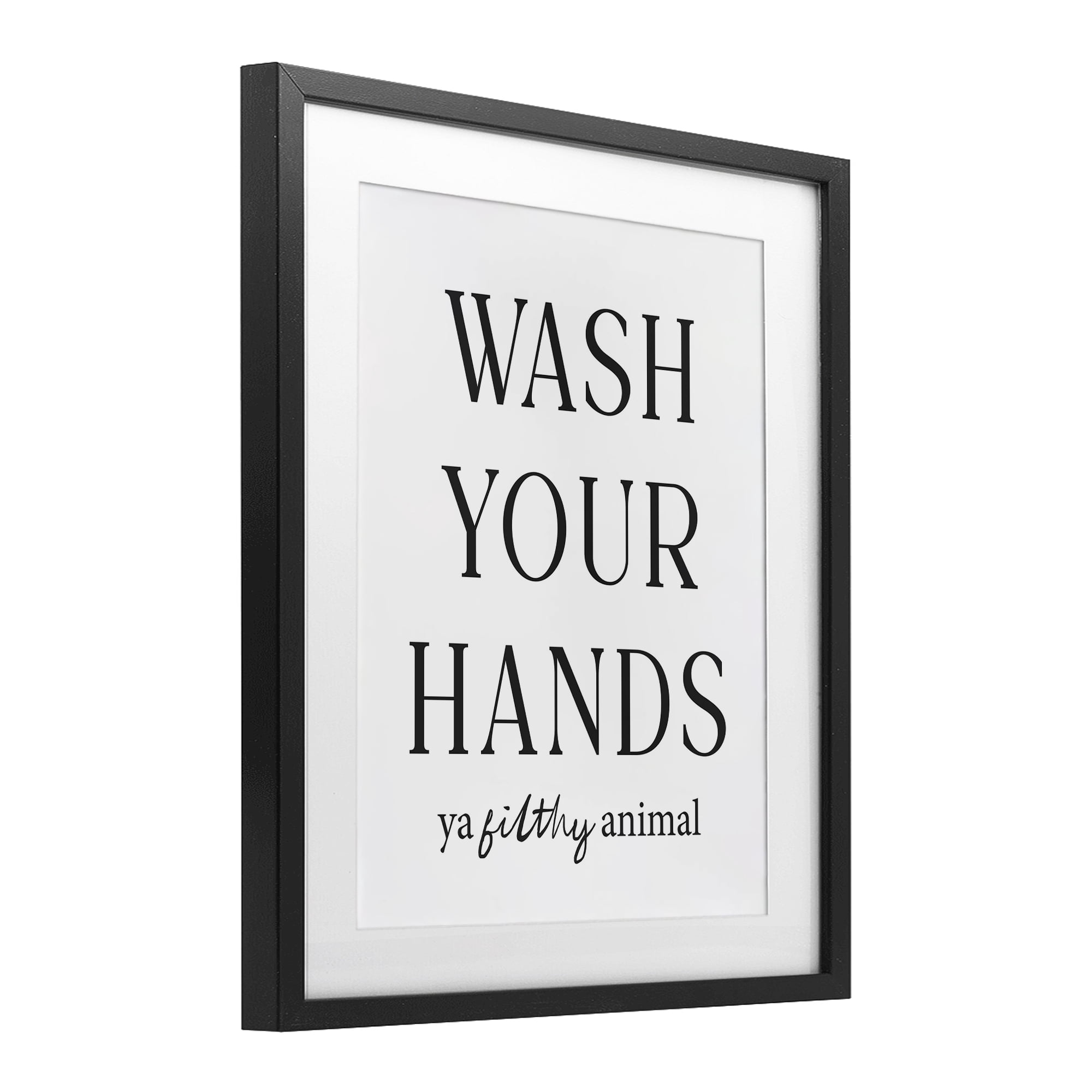 Stupell Industries Wash Your Hands Funny Reminder Black Framed Print Under Glass, design by Lettered and Lined