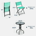 thumbnail image 3 of Best Choice Products 3-Piece Patio Bistro Dining Furniture Set w/ Glass Tabletop, Folding Chairs - Mint, 3 of 10