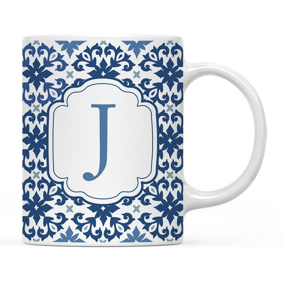 Koyal Wholesale Ceramic Coffee Mug, Moroccan Monogram  J