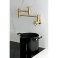 thumbnail image 2 of Kingston Brass KS3107RKZ Wendell Wall Mount Pot Filler Faucet with Knurled Handle, Brushed Brass, 2 of 7
