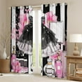 thumbnail image 2 of Fashion Woman Dress 30%-50% Blackout Curtains Modern Black White Stripe Curtains Pink Polka Dots Bedroom Curtains Black Dress Perfume Print Window Curtains Romantic Makeup Themed Curtains,38"Wx45"L, 2 of 5