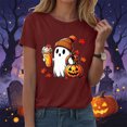 thumbnail image 7 of TOWED22 Fall Shirts for Women Casual Cute Pumpkin Ghost with Coffee Graphic T-Shirts Novelty Halloween Tee Autumn Thanksgiving Tops(Wine,XXL), 7 of 7