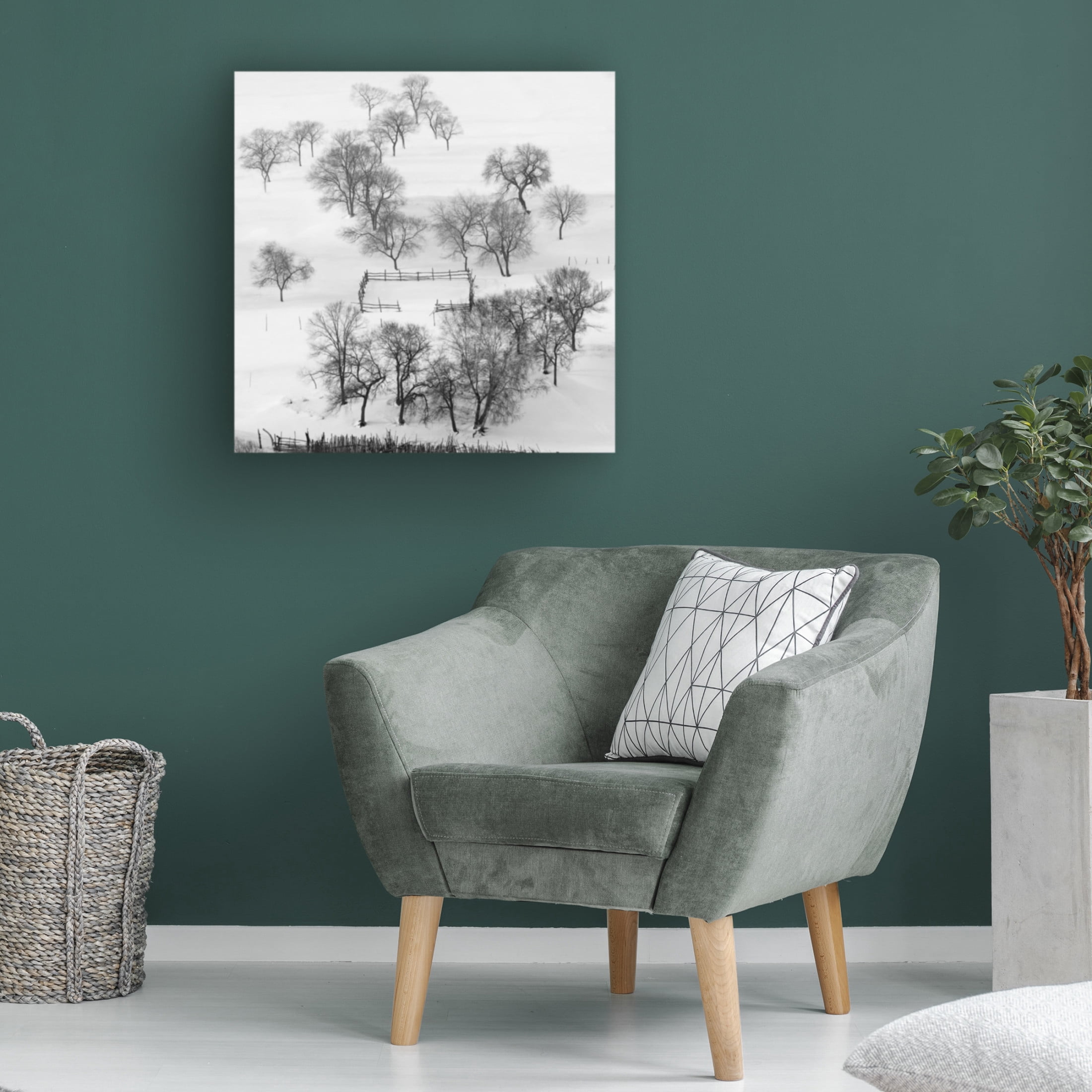 Canvas Wall Art - Shu-Guang Yang 'Black And White World, Quietly Waiting ' Wall Art for Living Room, Bedroom, or Office D?cor by Trademark Fine Art - 24 x 24 Inches